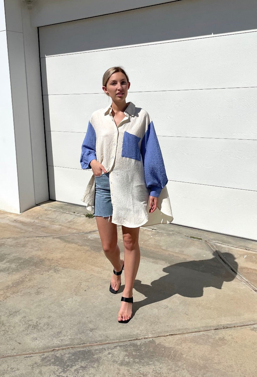 Lyka Oversized Shirt - Blue