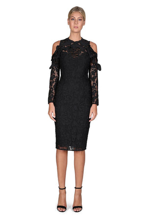 Ladies Black Lace Dress - Cooper St -Shale Away Long Sleeve Dress