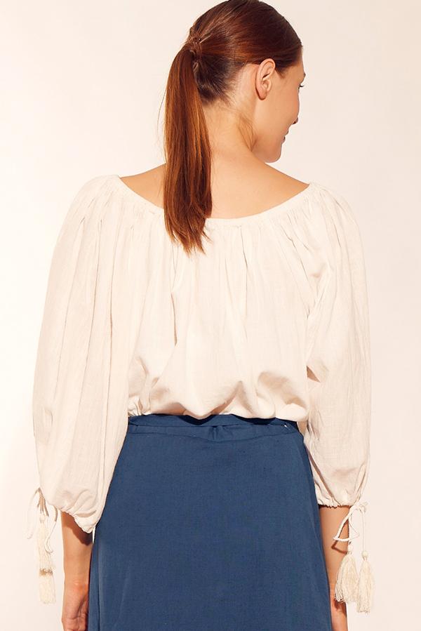 Ladies Peasant top-Solito-Sundrench Top Cream