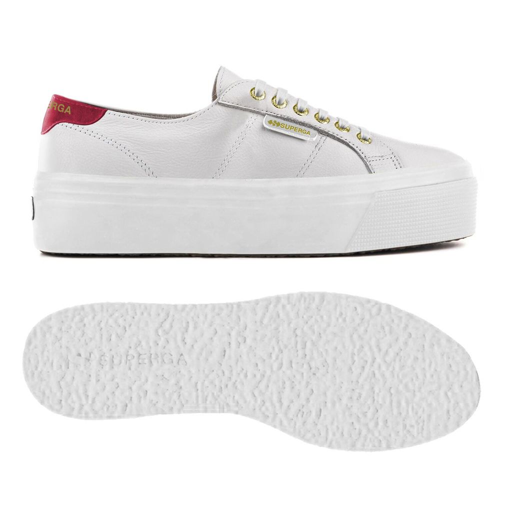 Ladies shoes-Superga 2790 Goat Nappa Leather White Fuschia