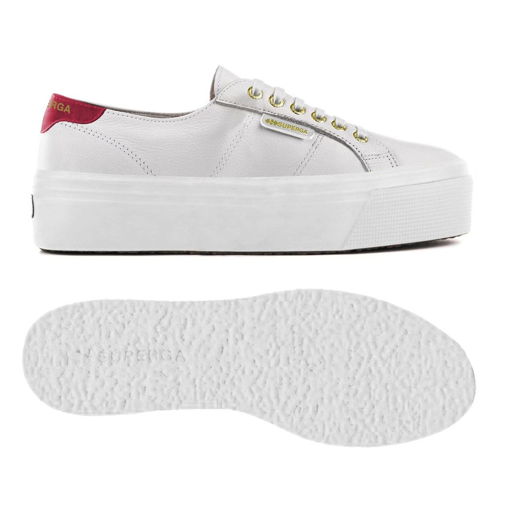 Ladies shoes-Superga 2790 Goat Nappa Leather White Fuschia